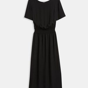 Theory Dresses | Theory Silk Short-Sleeve Ribbed Waist Dress | Color: Black | Size: P | Rasong's Closet